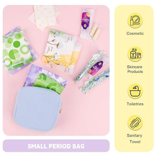 Playexen Period Bag for Teen Girls, Corduroy Sanitary Napkin Storage Bag, Menstrual Pad Pouches Tampon Holder for Purse thumbnail 5