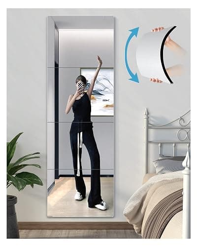 Shatterproof Wall Mirror Full Length for Bedroom, Acrylic Gym Mirrors For Home, Extra Thick: 0.12 inch, 12 x 12 inch x 4 Pcs, Workout Mirrors Safe for Kids, Over The Door, Long Wall Mounted - Image 1