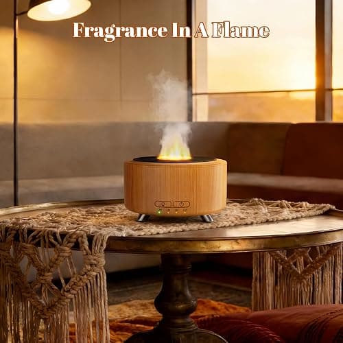500ML Retro Vinyl Essential Oil Diffuser for Home | 3D flame effect & 9 colors. 500ml tank lasts 14H for deep sleep. BPA-free with auto-off ensures safety for babies and pets. thumbnail 9