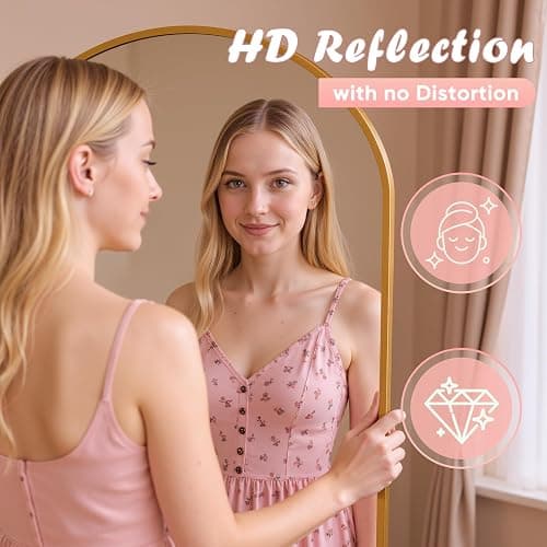 Novlux Full Length Mirror, 58" x 18" Arched Full Body Mirror Standing Large Floor Mirrors for Bedroom Bathroom Living Room Gold thumbnail 4