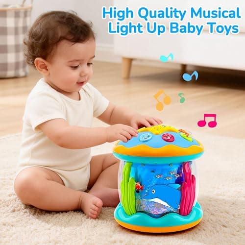 Tsomtto Baby Toys Ocean Projector Rotating Musical Learning Toys | Light Up Tummy Time Toys for Infants Baby Aquarium Crawling Walking Toys Newborn Must Have Boy Girl Birthday Shower Gifts thumbnail 7