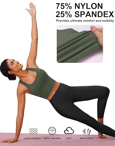 PINSPARK Sports Bra Longline Racerback Tank Tops for Women Padded Workout Yoga Top thumbnail 4