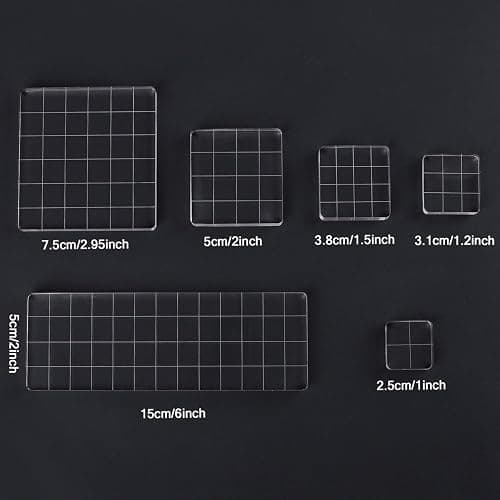 Whaline 6 Pieces Acrylic Stamp Block Clear Stamping Tools Set with Grid Lines for Scrapbooking Crafts Card Making, Assorted Sizes | with Grid Lines, Stamping Tools, for Scrapbooking, Card Making, DIY Crafts thumbnail 3