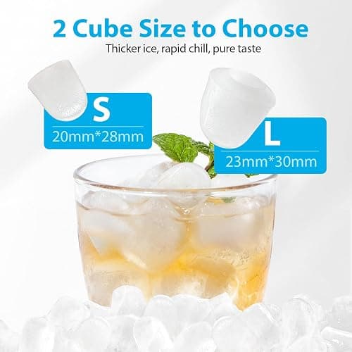 Aeitto Ice Maker Countertop 26lbs/24H, Ice Machine 8 Ice Cubes Ready in 6 Mins, 2 Sizes of Bullet Ice Portable Ice Makers with Basket & Scoop, Auto Self-Cleaning for Home/Kitchen/Office Stainless thumbnail 3