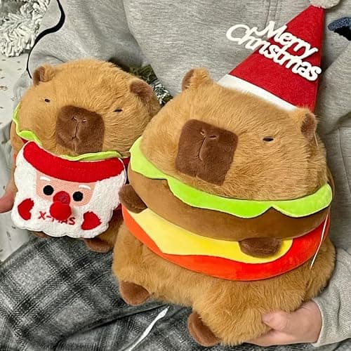 CHDBLOCK Hamburger Capybara Plush Toy - 11 Inch Cute Capybara Stuffed Animal, Kawaii Capibara Plushie for Kids and Adults Hamburger Plush thumbnail 6
