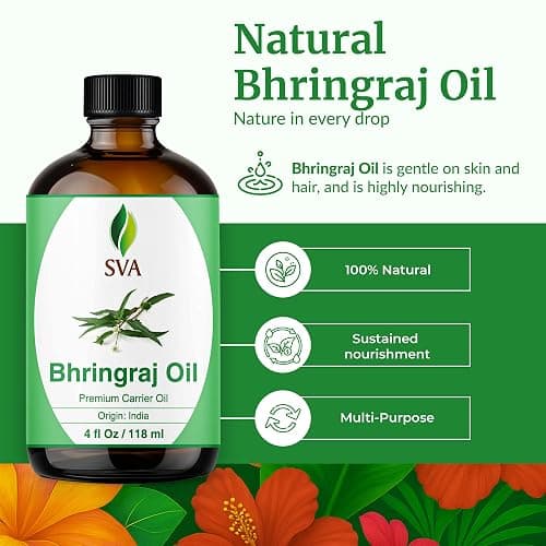 SVA Bhringraj Premium Carrier Oil 4oz (118ml) With Dropper for Hair Oiling, Scalp Massage & Skin Care thumbnail 2