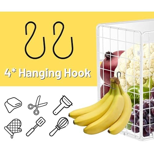 Ofiray-home Magnetic Fridge Shelf, Fruit Potato & Onion Storage Bins, Pantry Organizers, Large Container Basket for Refrigerator, Kitchen Counter, Cabinet (2, White) thumbnail 6