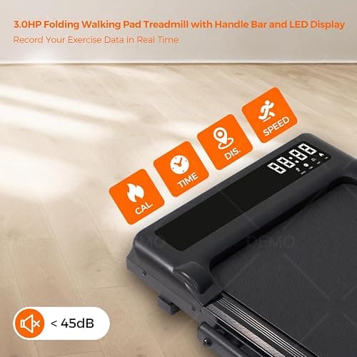Walking Pad Treadmill with Handles, Folding Foldable Electric Treadmills for Home Small, 3.0HP Walking Pad with Handle Bar, 3 in 1 Portable Under Desk Treadmill with LED Display, 320LBS Capacity thumbnail 4