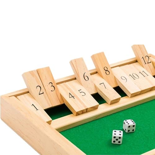 Regal Games Shut The Box - Fun Table Math Game with Wooden Board for Adults & Kids - 12 Spots Dice Game with 2+ Player Games - Ideal for Game Night, Travel - (Ages 8+) thumbnail 5