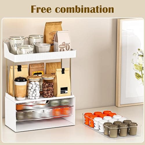 Storivo Makeup Organiser, 3 Tier Drawer, Cosmetics Organiser, Multi-function make up case, Large Vanity Organiser, Anti-Slip Design, Countertop Bathroom Storage, Clear - Clear thumbnail 4