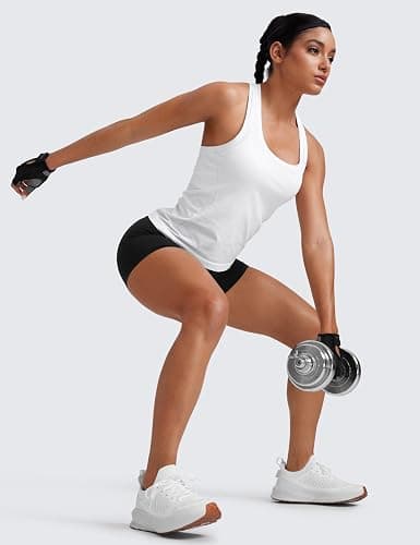 CRZ YOGA Seamless Racerback Tank Tops for Women - Gym Workout Athletic Running Sleeveless Shirts Breathable Scoop Neck thumbnail 4