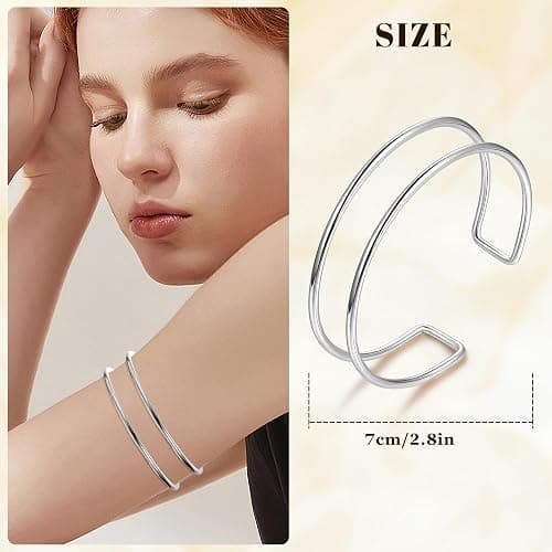 NICEIGHT 3Pcs Arm Cuff for Women Open Upper Arm Cuff Bangle Armlet Gold Silver Adjustable Armband Arm Bracelet Set thumbnail 3