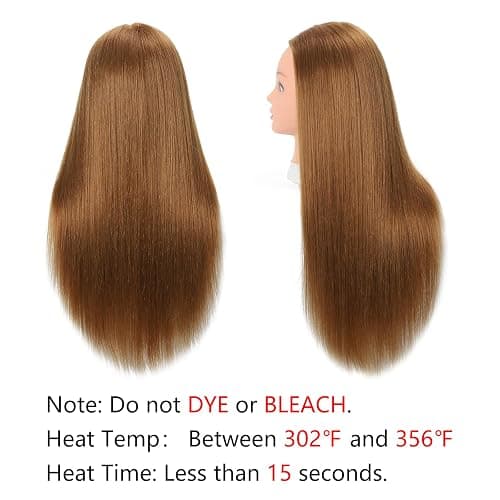 Opini Mannequin Head with 80% Human Hair - Straight, 26"-28" Doll Head for Cosmetology & Hairdresser (#27 Light Brown) thumbnail 6