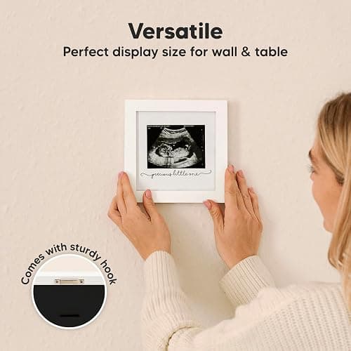 KeaBabies Baby Sonogram Picture Frame - Modern Ultrasound Picture Frames for Mom to Be, First Pregnancy Gifts for Expecting Mom & First Time Dad, Baby Gender Reveal Gifts (Alpine White) thumbnail 5