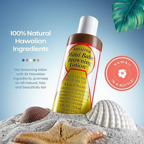 Maui Babe Browning Lotion - Natural Hawaiian Tan Accelerator with Vitamins & Antioxidants - Moisturizing Formula for All Skin Types - Made in USA - 4 fl oz thumbnail 2