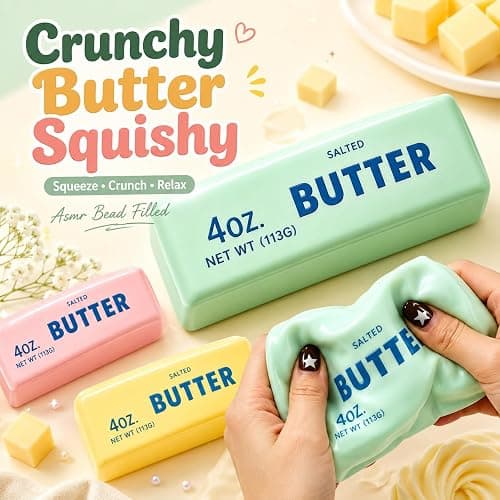 Crunchy Butter Squishy Asmr Bead Filled, Slow Rising Squeeze (Green Butter) | Squeeze Stress Butter Stick Squishies Slow Rising Squeeze Portable Rebound Calming Anxiety Relief Tool for Adults thumbnail 4
