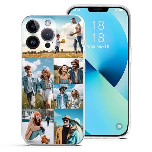ABCJOJO Personalized Custom Phone Case for iPhone 17 16 15 14 13 12 11 Pro Max Mini Plus XR X Xs, Design Your Own Picture Phone Case, Scratch Resistant, Birthday Gift for Family and Friends(6 Photos) - Image 1