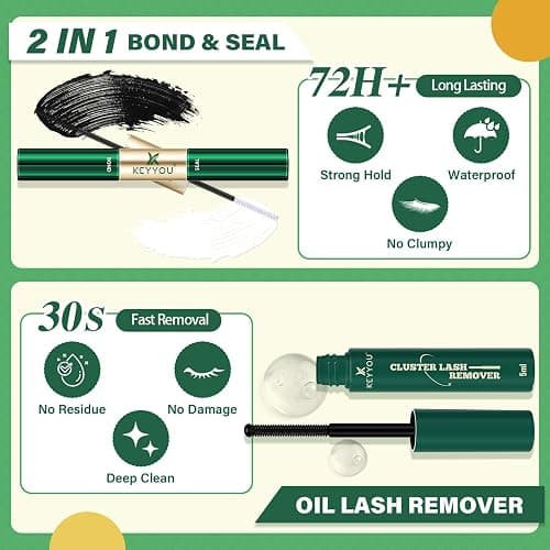 KEYYOU Lash Clusters Kit Natural Wispy DIY Lash Extension Kit 144pcs Lash Clusters Eyelash Extension Kit with Mascara Brush Bond and Seal Glue Remover Applicators Brush for Lash Extensions (Y01 Kit) thumbnail 7