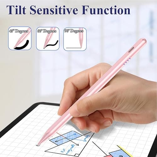 Stylus Pen for iPad 9&10th Generation 2018-2025 with Palm Rejection, Tilt Sensitivity, Tablet Digital Pencil Suit with Apple iPad 6/7/8/9/10th, Pro 11"/12.9"/M4, Air 3/4/5th/M2/M3, Mini 5/6th - Pink thumbnail 5