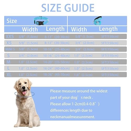 Maiiu Reflective Dog Collar with Safety Locking Buckle (Collar+Leash) | Adjustable Soft Breathable Nylon Collars for Small, Medium and Large Dogs (S Width 5/8" Sky Blue) thumbnail 4
