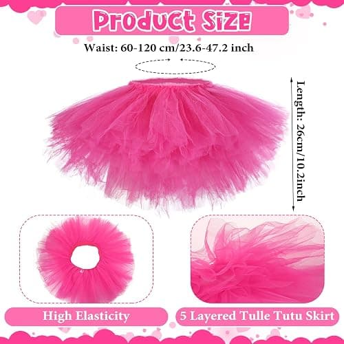 Handepo 9 Pcs Adult Tutu Skirts for Women 5 Layered Tulle Classic Lady 80's Dance Short Ballet Skirt 9 Colors thumbnail 4