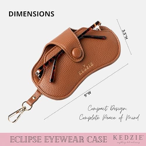 KEDZIE Eclipse Eyewear Case Unisex Vegan Leather Eyeglass Case Pouch with Snap Closure thumbnail 3