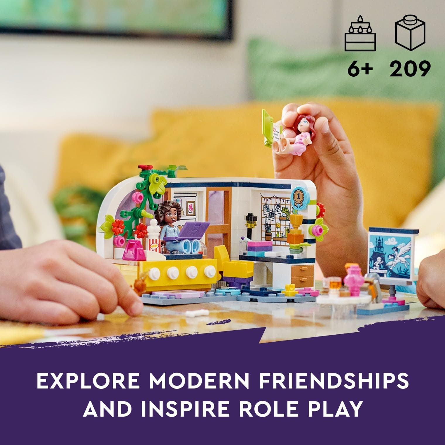 LEGO Friends Aliya's Room 41740, Mini Sleepover Party Bedroom Playset, Collectible Toy for Girls and Boys, with Paisley and Puppy Figure, Small Gift Idea thumbnail 5