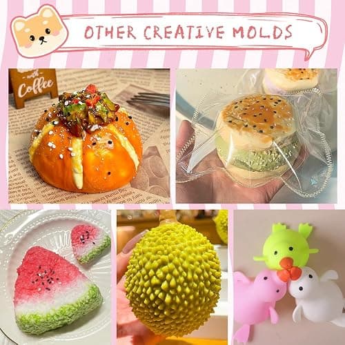 Anergoo Taba Squishes Kit with Pig Bunny Silicone Mold Cookie Mold Squishy Hamster Mold 3" Paw Animal Silicone Molds for Decompression Gift 200g thumbnail 7