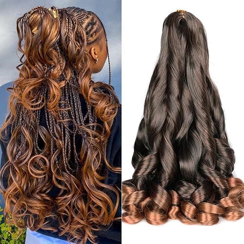 Luoyudu French Curls Braiding Hair #T30 Synthetic Bouncy Curly Braiding Hair Extensions 75g/Pack French Curly Crochet Hair Extensions 24inch (T30) - 24 Inch (pack of 8) - T30 - Image 1