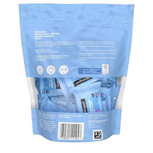 Neutrogena Makeup Remover Wipes, Daily Single Face Cleansing Towelettes, Makeup Removing Cleansing Wipes Removes Dirt & Oil, Alcohol-Free Face Towelettes, 20 ct thumbnail 7