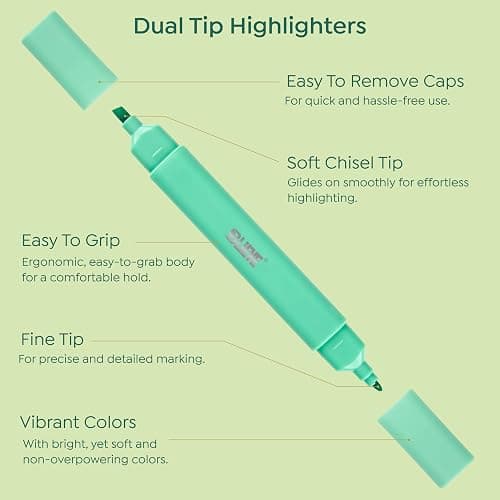BLIEVE- Aesthetic Bible Highlighters No Bleed Through Assorted Colors, Cute Highlighter Dual Tip For Journaling Supplies And School Accessories, Bible Highlighters And Pens No Bleed (VIBRANT) thumbnail 7
