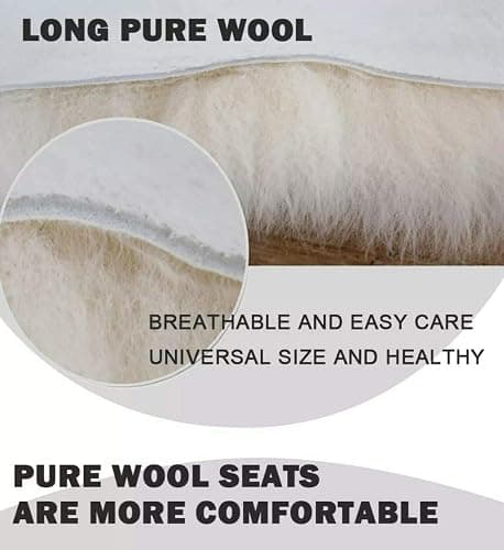 IMQOQ A Pair Genuine Sheepskin Car Seat Covers Luxury Fur Long Wool Car 2 Front Seat Covers Set Winter Warm Universal White Grey thumbnail 6