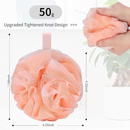 FARMOGA Bath Loofah Sponge Body Scrubber Shower Sponge Exfoliating Mesh Pouf Shower Ball Bath Sponges for Women and Men Bathing Accessories (4Pack 50G Colorful) thumbnail 2