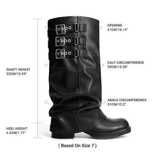 DREAM PAIRS Fold-over Knee High Fashion Boots for Women | Adjustable Buckle,Low Chunky Heel,Comfort Slouchy Boots,Festival Party Going Out Looks,Long Tall Fashion Casual Boots thumbnail 4