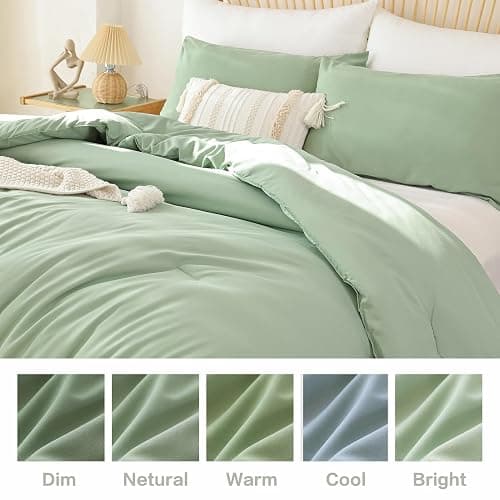 ROSGONIA Sage Green Twin/Twin XL Comforter Set for College Girls Boys, 1 Sage Comforter & 1 Pillowcase, Lightweight Kids Comforter Sets Dorm Bedding thumbnail 9