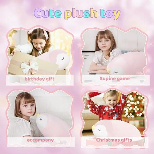 FFxiong 22" Pink Penguin Stuffed Animal Large Plush Toy Cute Soft Body Pillow Big Penguin Plushies Doll Gift for Kids Girl Boy Birthday Valentines thumbnail 9