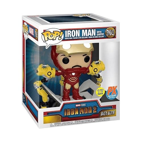 Funko Pop! Iron Man 2: Iron Man MKIV with Gantry Glow-in-The-Dark Deluxe Vinyl Figure thumbnail 3