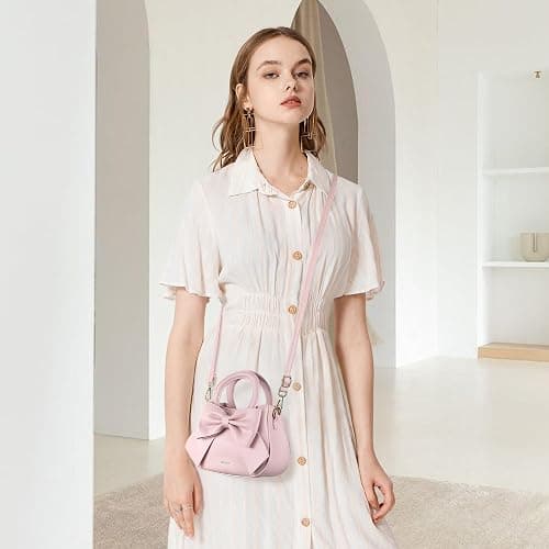 Small Purses for Women Crossbody Bag, Vegan Leather Crossbody Purses and Handbags with Top Carry Handle and Cute Bow Knot thumbnail 3