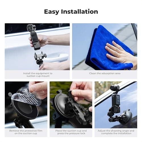 K&F CONCEPT Suction Cup Mount for DJI Osmo Pocket 3, Car Windshield Window Dash Mount Holder for GoPro Hero 13/12/11/10/9 Black, DJI Osmo Action 3/4/5 Pro, Insta360 X5/X4 Accessories thumbnail 7