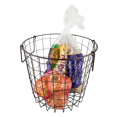 DII Metal Wire Mesh Stackable Utility Storage Bin, Small Round, 12x12x10", Black thumbnail 6