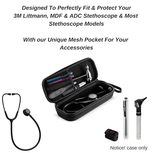caseling Stethoscope Case For 3M Littmann Classic III, Lightweight II S.E, Cardiology IV Diagnostic, MDF Acoustica - Hard Case for Medical Tools with Pocket for Nurse Accessories - EVA Nursing Holder thumbnail 8