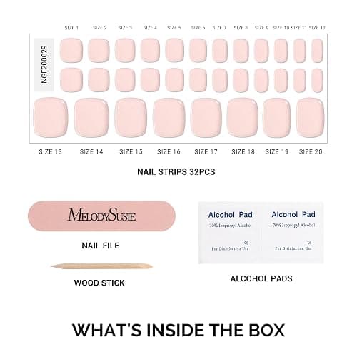 MelodySusie 32Pcs Semi Cured Gel Toe Nail Strips (Shimmer Pink), Pedicure Stickers for Toes, Works with Any UV/LED Lamps, Salon-Quality, Long Lasting, Easy to Apply & Remove thumbnail 4