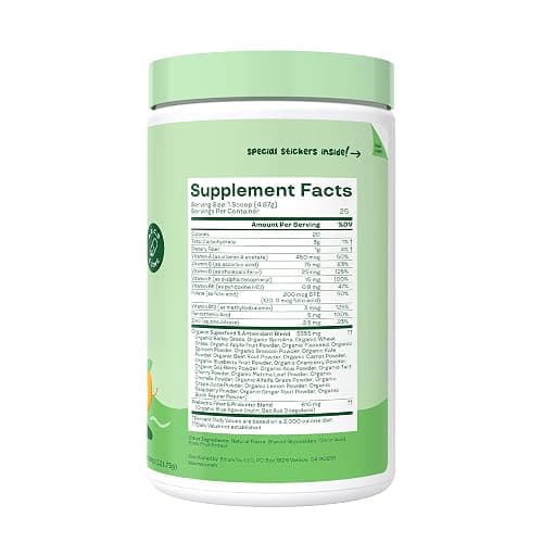 Bloom Nutrition Superfood Greens Powder for Kids, Digestive Enzymes, Probiotics, Prebiotics, Gut Health, Chlorella, Green Juice Mix w/Beet Root Powder (25 Servings (Pack of 1), Tropical Punch) thumbnail 2