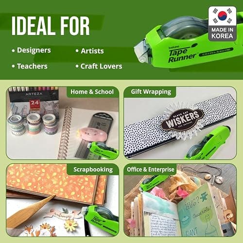 TAPE RUNNER - Double Sided Adhesive with Dispenser Roller Included - Acid Free, Sticky, Transparent - Ideal for Scrapbooking, Crafts & More - Retractable (315 inches per Cartridge), 5 Cartridges thumbnail 4