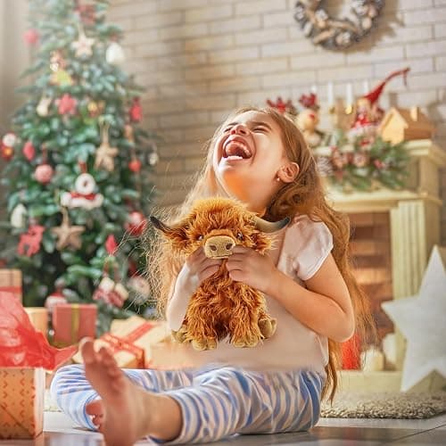 Toaje Highland Cow Stuffed Animal Realistic Scottish Cow Plush Toy Soft Farm Animal Cattle Plushie Doll Present for Adults Kids Boys Girls (Brown Cow, 10.8 Inch) thumbnail 4