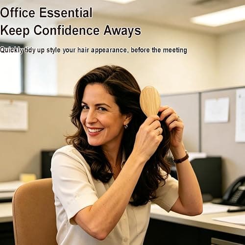 Mini Travel Hair Brush for Detangling Curly, Thick, Wet and Dry Hair | Small Compact Bamboo Brush for Women Girls, Easily Removes Knots; Travel Must-Have for Purse, Car, Office, Gym, Beach & Trips thumbnail 8