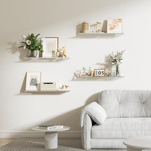 upsimples 2 Pack 23.6x5.5 Inches Acrylic Shelves for Wall Storage, Floating Bookshelves for Kids, Display Shelf Organizer for Bathroom, Bedroom, Living Room, Kitchen, Clear thumbnail 7