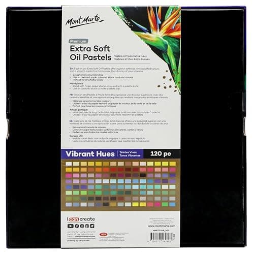 Mont Marte Extra Soft Oil Pastels Vibrant Hues Premium 120pc, Assorted Bright Colors, Vibrant, Buttery, Versatile Art Pastels for Blending, Layering & Shading, Art, Craft, Coloring and Sketching thumbnail 6