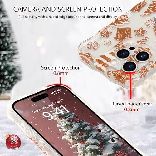 L-FADNUT Christmas Phone Case for iPhone 13 Pro Max Cute Curly Wavy Merry Christmas Pattern Case Clear Xmas Tree Cover for Girls Kids Women Slim TPU Protective Cover for iPhone 13 Pro Max,Candy Cane thumbnail 2