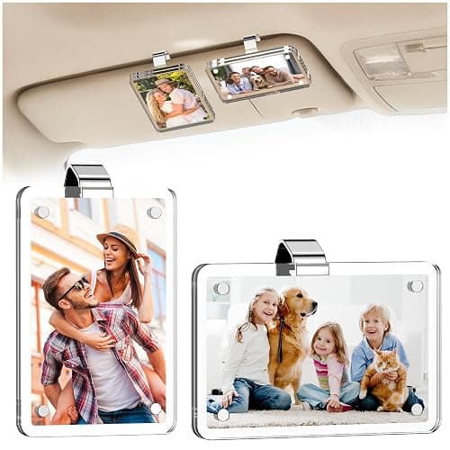 2Pcs Car Picture Holder, Acrylic Car Visor Photo Clip, Personalized Car Accessories Magnetic Car Sunshade Photo Frame for Adding Family or Personal Photos, Gifts for Christmas/Thanksgiving/Valentine's Day - Image 1